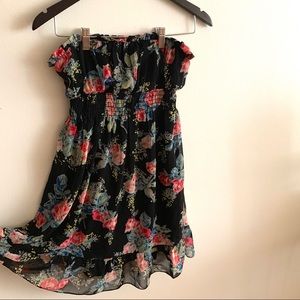 Strapless Summer Tropical Print Dress